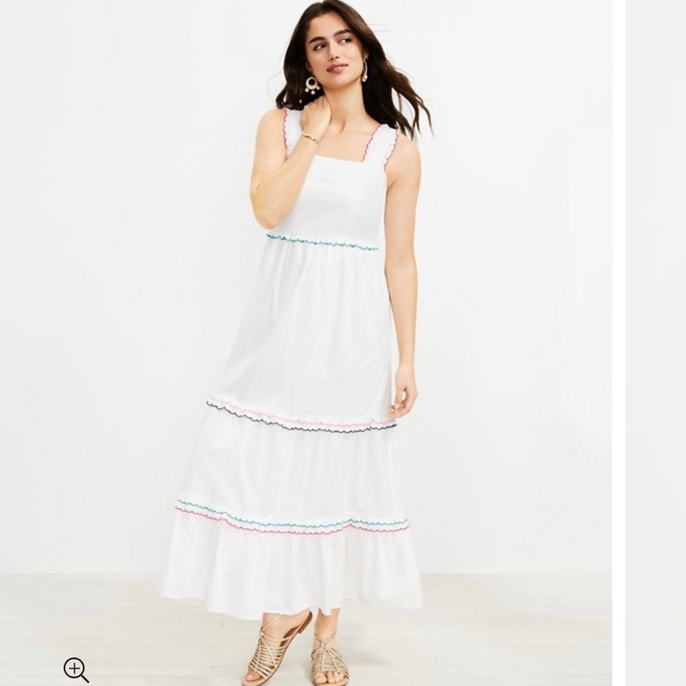 NWT LOFT Rainbow Ruffle Strappy Tiered Maxi Dress